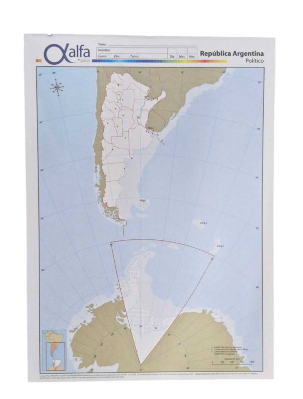 Mapa Alfa N°3 Político Argentina Bicontinental 40 Hjs