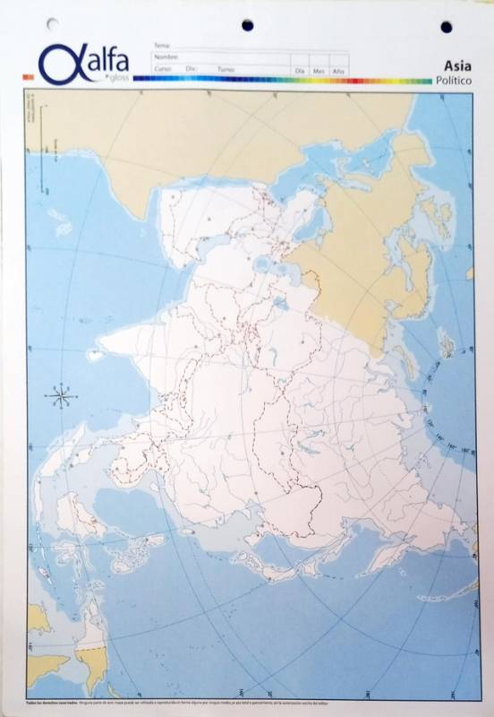 Mapa Alfa N°5 Político Asia 20 Hjs