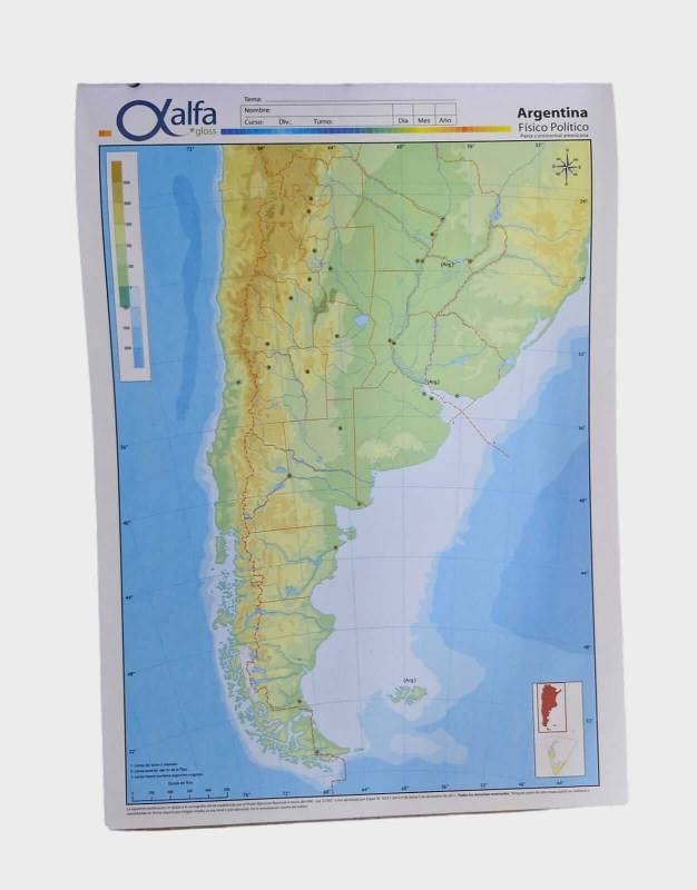 Mapa Alfa N°5 Físico Político República  Argentina 20 Hjs