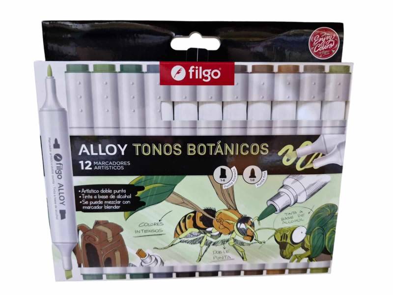 Marcadores Filgo Alloy Doble Punta Estuche X 12 Colores Botánicos