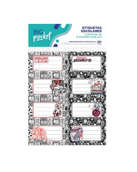 Etiqueta Escolar Ppr Avengers Historieta 2X8