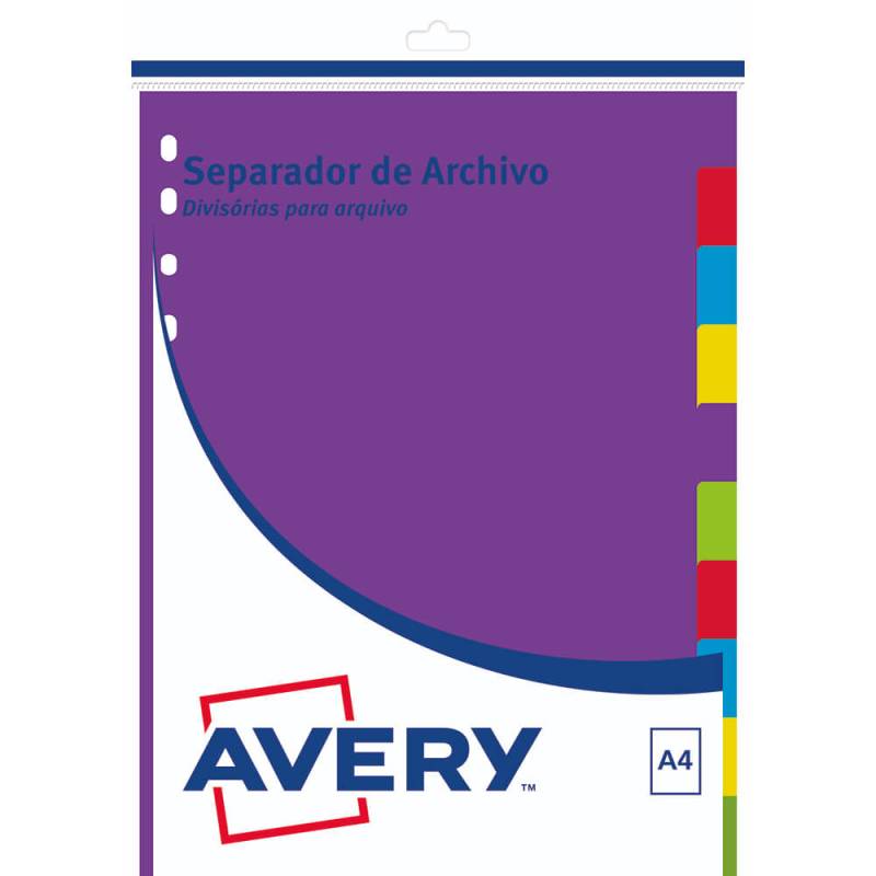 Separador Avery A4 Cartulina Multicolor 10 Posiciones 11815