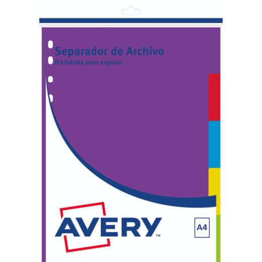 Separador Avery A4 Cartulina Multicolor 5 Posiciones 11810