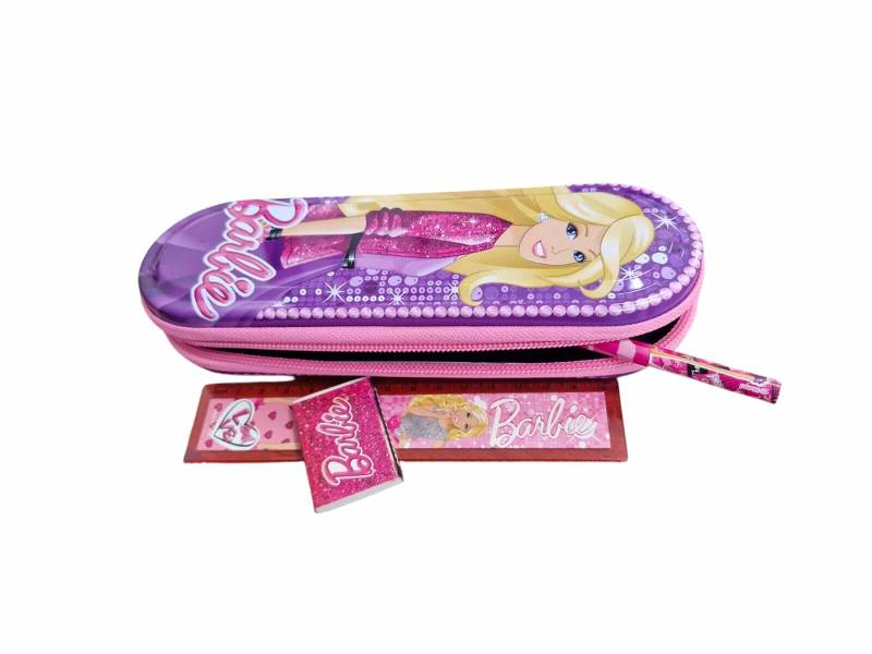 Canopla Cresko Barbie Metal Bb855 C/Regla, Lapiz Y Goma
