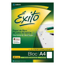 Block Éxito A4 X 80 Hjs Cuadriculado Emblocado 5 Perforaciones