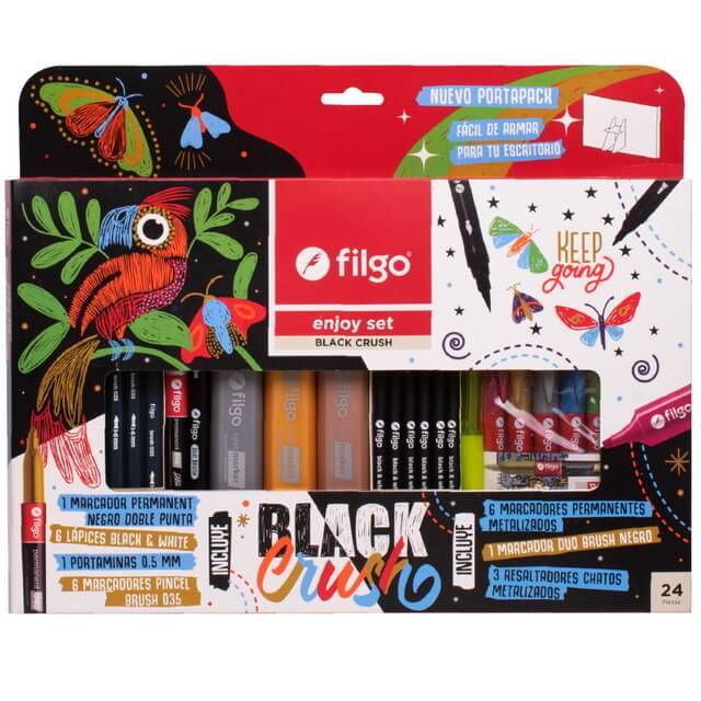 Set Marcadores Filgo Enjoy Black Crush 24 Pzs