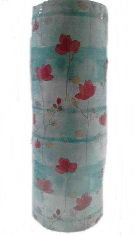 Bobina De Papel Muresco 35 X 200Mts 3396 Flor Fondo Celeste