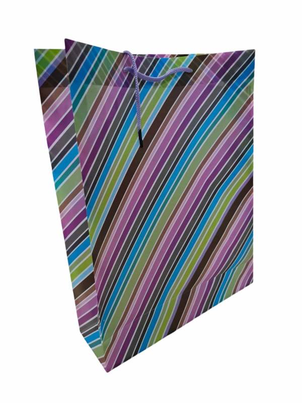 Bolsa Regalo Plastica Rayas Color C/Cord 26X32 Cm