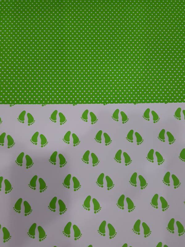 Cartulina Divertida Piecitos Verde Manzana Y Blanco Paq X 10 U