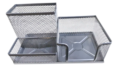 Organizador De Escritorio Values Metal Calado Plata
