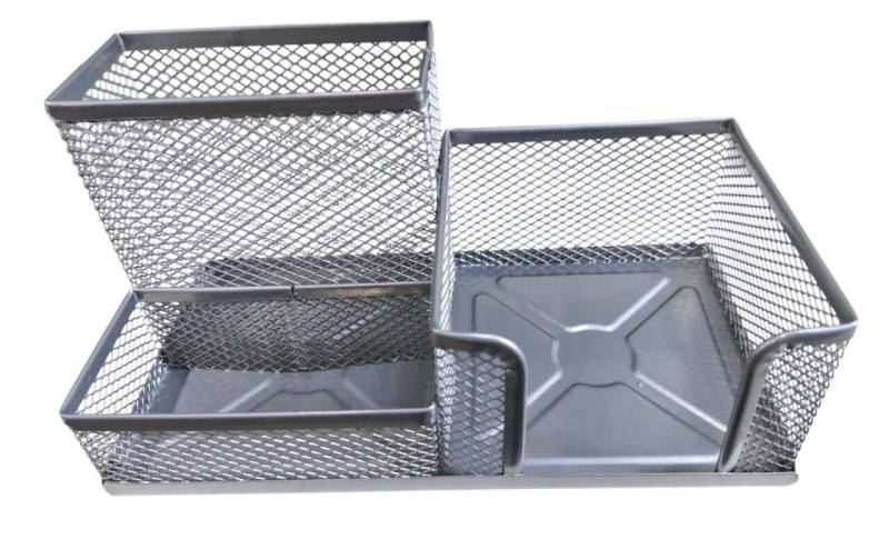 Organizador De Escritorio Values Metal Calado Plata
