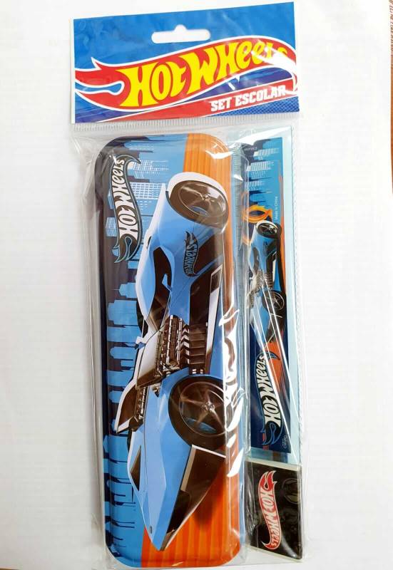 Canopla Cresko Hot Wheels Metal Hw325 C/Regla, Lapiz Y Goma