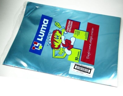 Cartulina Metalizada Luma Celeste Paq X 10 Unid