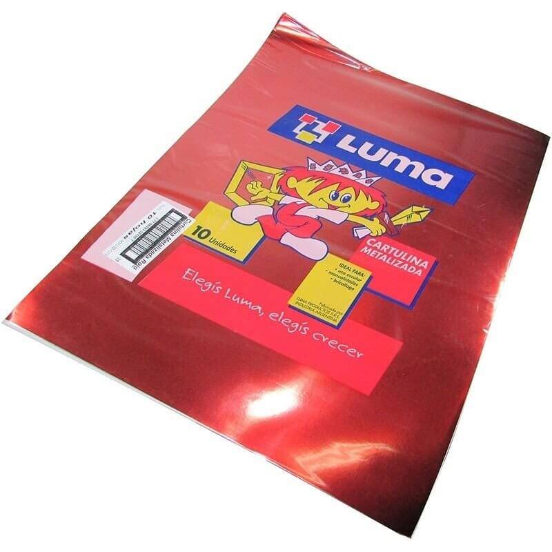 Cartulina Metalizada Luma Rojo Paq X 10 Unid