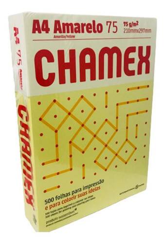 Papel Chamex 75 Gr A4 Color Amarillo 210x297 X 500 Hj