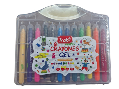 Crayones Trabi Gel X 12 Colores + Pincel En Valija