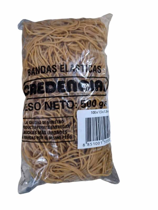Bandas Elasticas Credencial 100 X 1.5 Mm Bolsa X 500 Grs