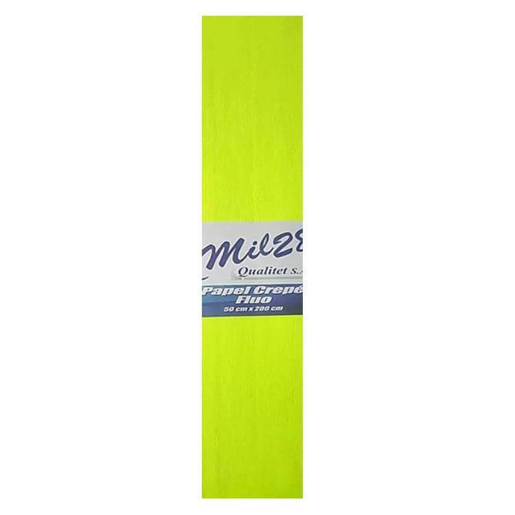 Papel Crepe Fluo Amarillo Mil28  Paq X 10 Unid