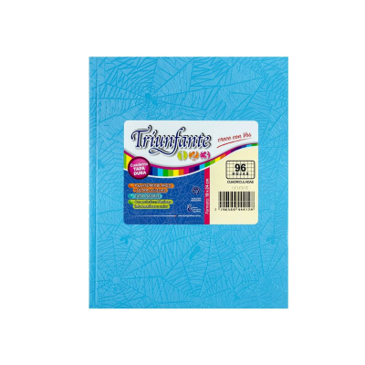 Cuaderno Triunfante 123 Forrado 19X23 T/D 96 Hjs Cuadriculado Celeste