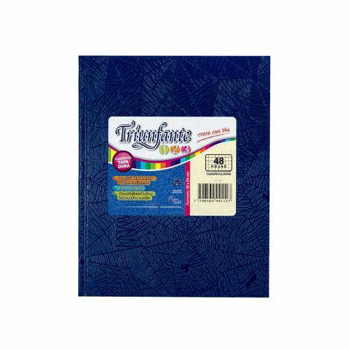Cuaderno Triunfante 123 Forrado 19x23 T/d 48 Hjs Cuadriculado Azul