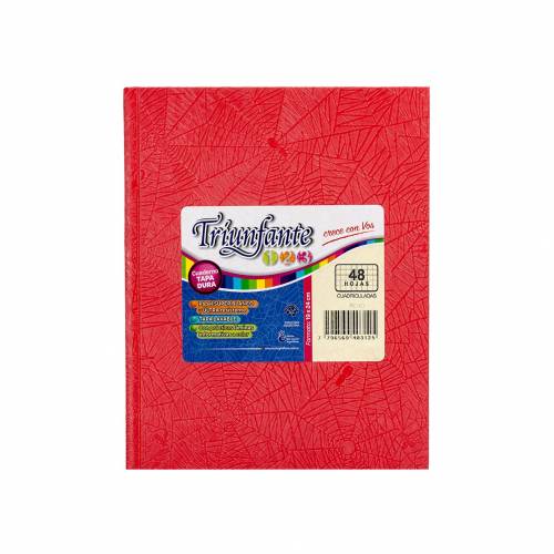 Cuaderno Triunfante 123 Forrado 19x23 T/d 48 Hjs Cuadriculado Rojo