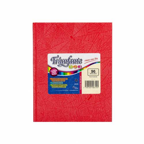 Cuaderno Triunfante 123 Forrado 19x23 T/d 96 Hjs Rayado Rojo