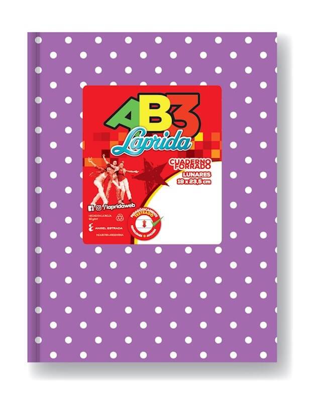Cuaderno Laprida Ab3 Lunares Lila T/D 50 Hjs Rayado