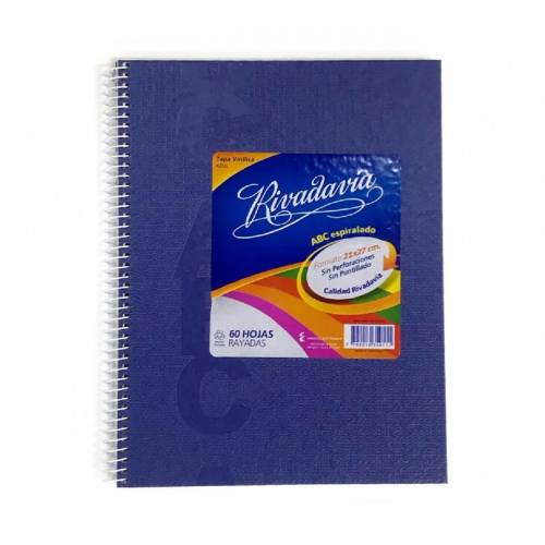 Cuaderno Rivadavia Abc 21x27 Forrado Azul C/esp T/d 60 Hjs Rayado