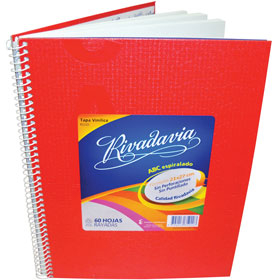 Cuaderno Rivadavia Abc 21X27 Forrado Rojo C/Esp T/D 60 Hjs Rayado