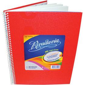 Cuaderno Rivadavia Abc 21X27 Forrado Rojo C/Esp T/D 60 Hjs Rayado