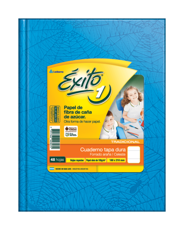 Cuaderno Éxito Forrado T/D 48 Hjs Rayado Celeste