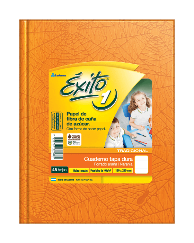 Cuaderno Éxito Forrado T/D 48 Hjs Rayado Naranja