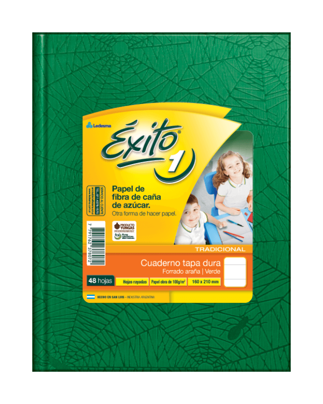 Cuaderno Éxito Forrado T/D 48 Hjs Rayado Verde