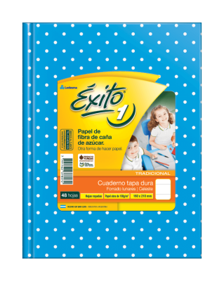 Cuaderno Éxito Lunares T/D 48 Hjs Rayado Celeste