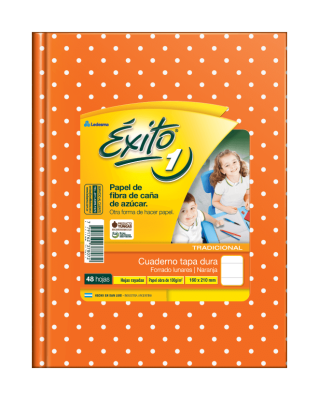 Cuaderno Éxito Lunares T/D 48 Hjs Rayado Naranja