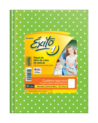 Cuaderno Éxito Lunares T/D 48 Hjs Rayado Verde Manzana