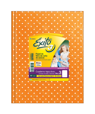 Cuaderno Éxito 19X24 Lunares T/D 48 Hjs Rayado Naranja