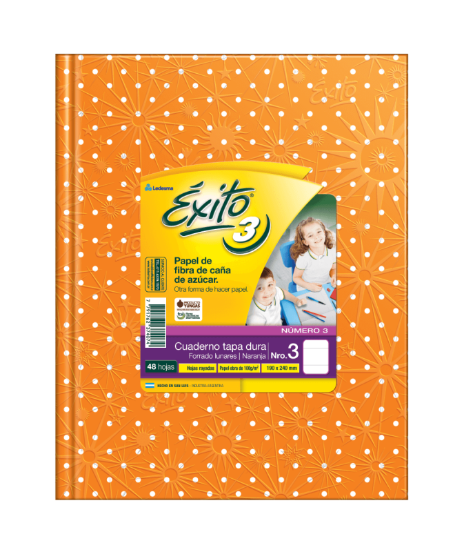 Cuaderno Éxito 19X24 Lunares T/D 48 Hjs Rayado Naranja