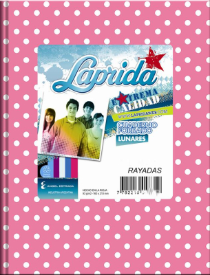 Cuaderno Laprida Lunares T/D 50 Hjs Rayado Rosa