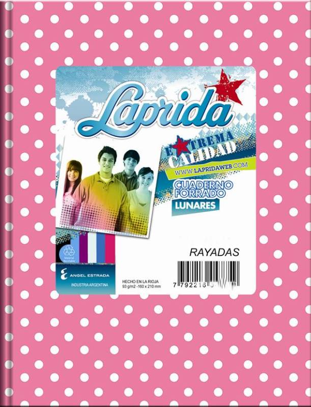 Cuaderno Laprida Lunares T/D 50 Hjs Rayado Rosa