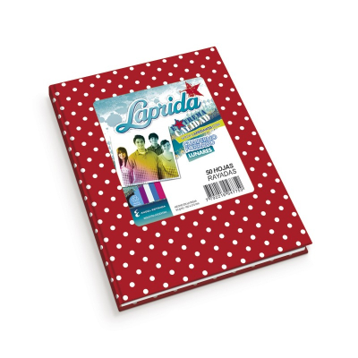 Cuaderno Laprida Lunares T/D 50 Hjs Rayado Rojo