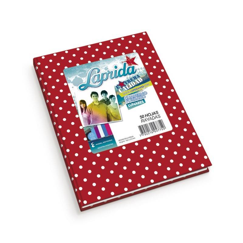 Cuaderno Laprida Lunares T/D 50 Hjs Rayado Rojo