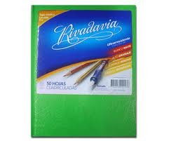 Cuaderno Rivadavia T/C Forrado Verde Manz 50H Ray