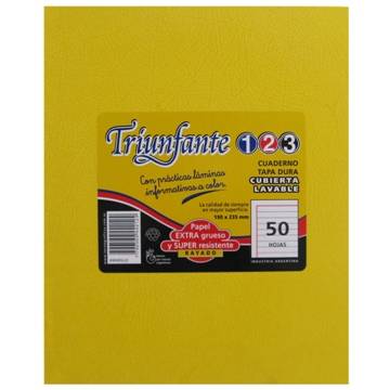 Cuaderno Triunfante 123 Forrado 19x23 T/d 48 Hjs Rayado Amarillo
