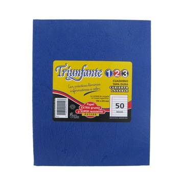 Cuaderno Triunfante 123 Forrado 19x23 T/d 48 Hjs Rayado Azul