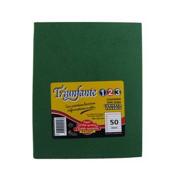 Cuaderno Triunfante 123 Forrado 19x23 T/d 48 Hjs Rayado Verde