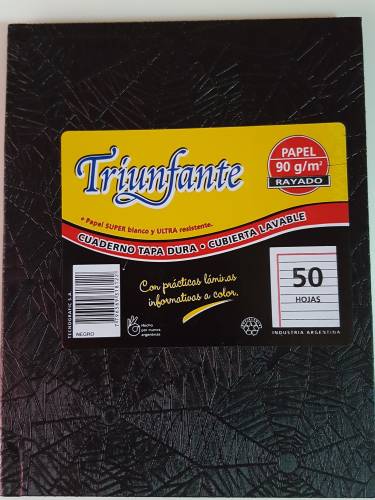 Cuaderno Triunfante Forrado T/d 50 Hjs Rayado Negro