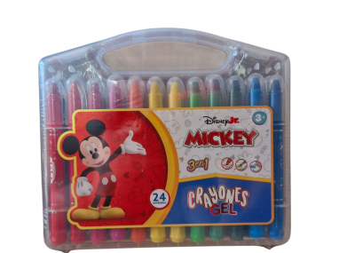 Crayones Ezco Gel Disney Mickey + Pincel X 24 Colores En Valija