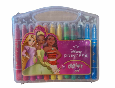 Crayones Ezco Gel Disney Princesas + Pincel X 24 Colores En Valija