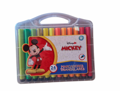 Marcadores Ezco Triangular Disney Mickey X 24 Colores En Valija